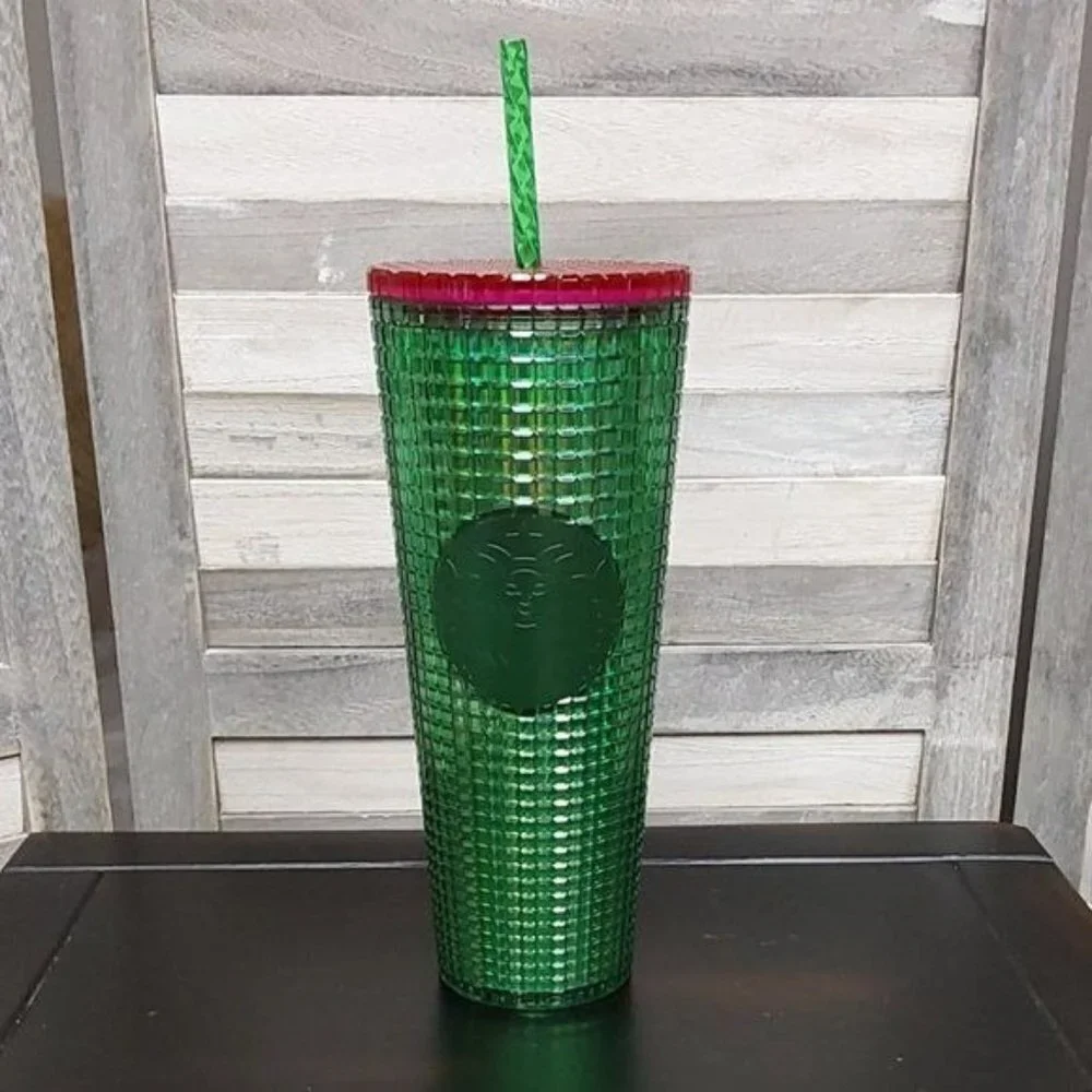 Spring 2023 Green and Pink Grid Cold Cup (24 oz) | Starbucks